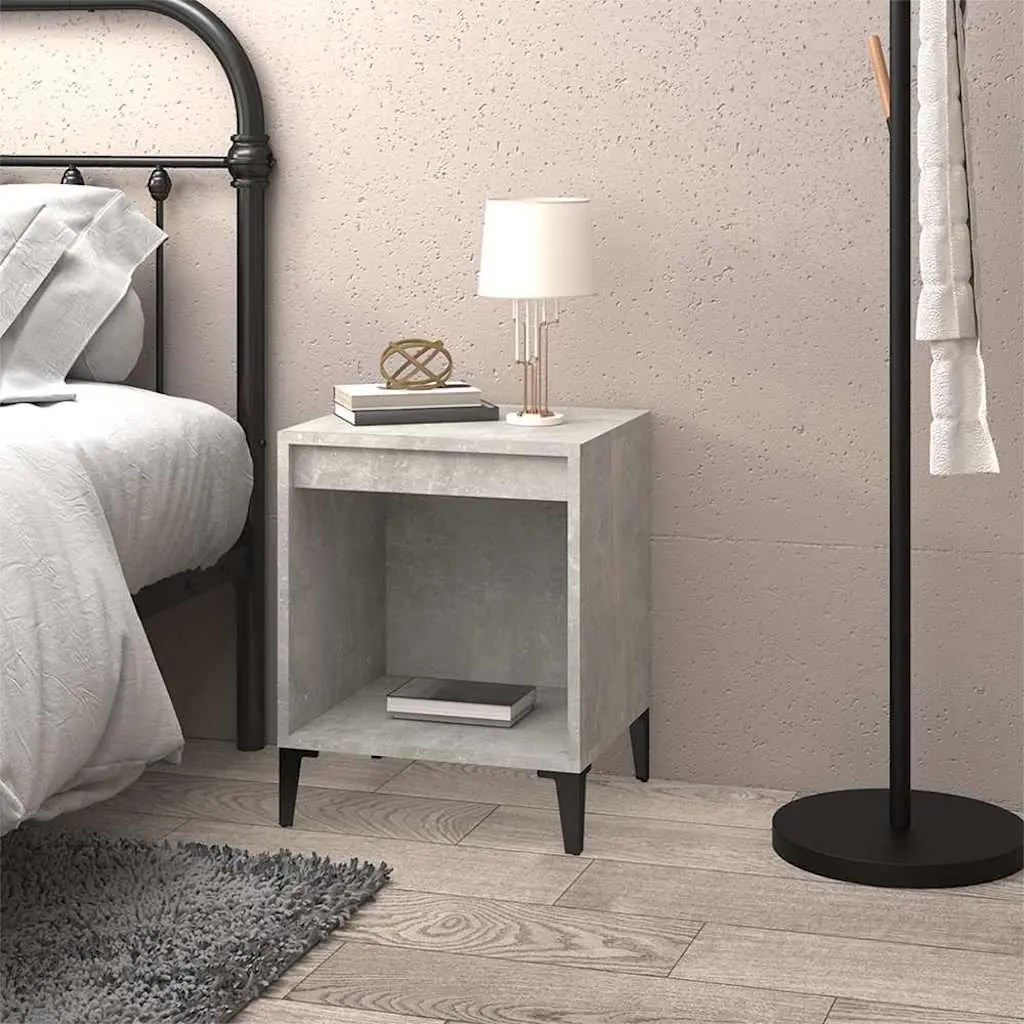 Bedside Cabinet Grey Nightstand Storage Organiser Bedroom 40W x 35D x 50H cm