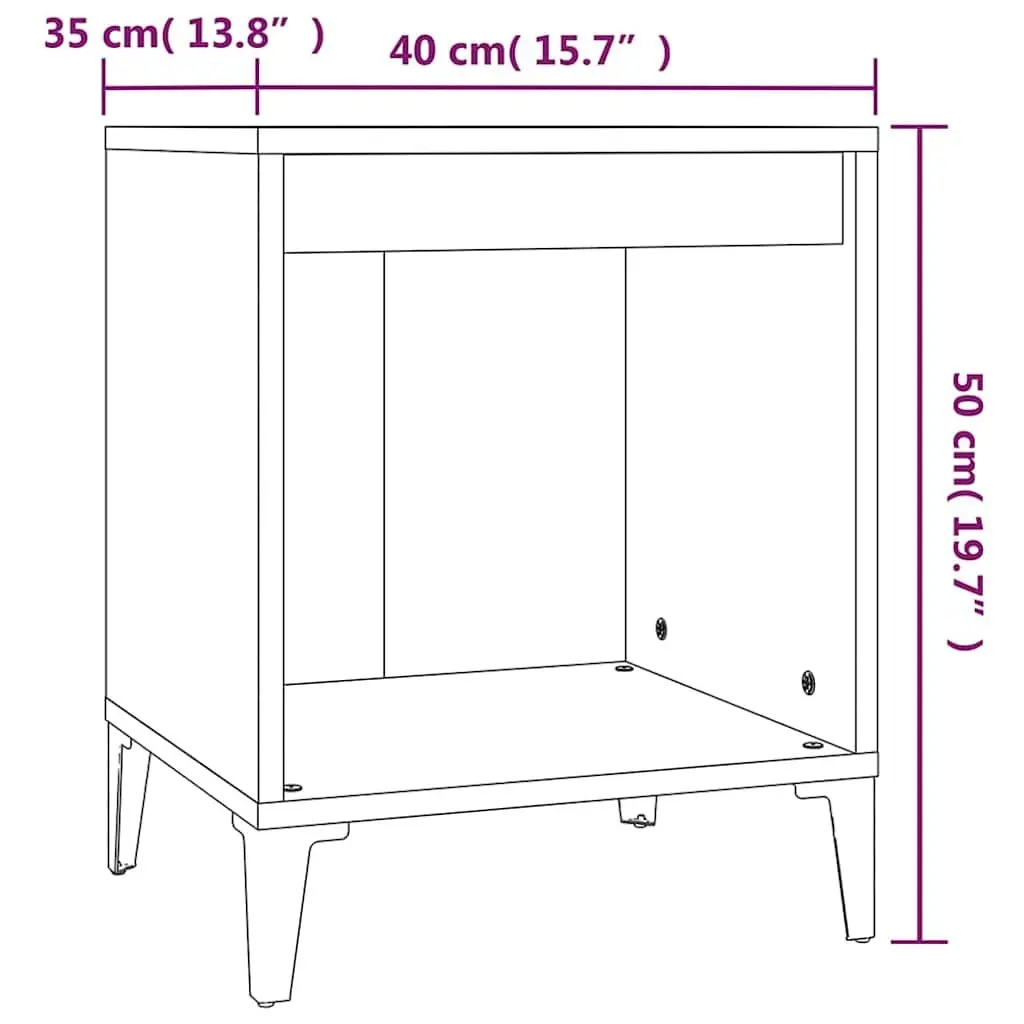 Bedside Cabinet Grey Nightstand Storage Organiser Bedroom 40W x 35D x 50H cm