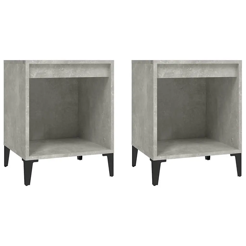 Bedside Cabinets 2 Pieces Grey Storage Nightstands Bedroom Furniture