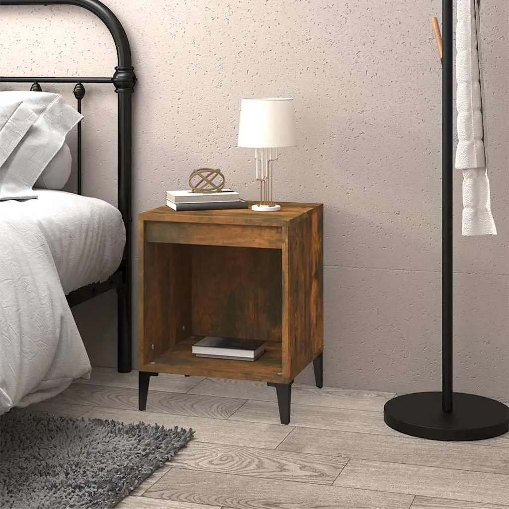 Bedside Cabinet Brown Side Table Bedroom Nightstand Storage Furniture 40x35x50cm