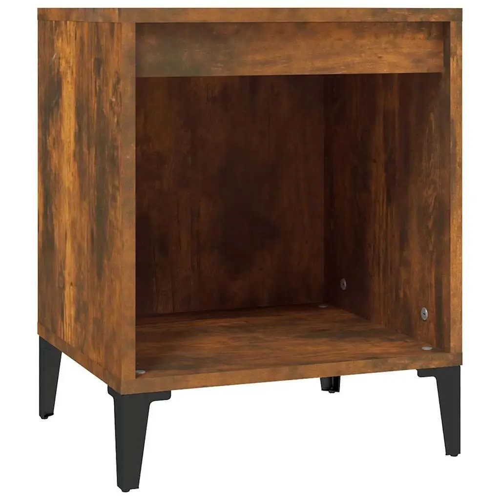 Bedside Cabinets 2 Piece Brown Smoked Oak Engineered Wood Bedroom Storage Tables