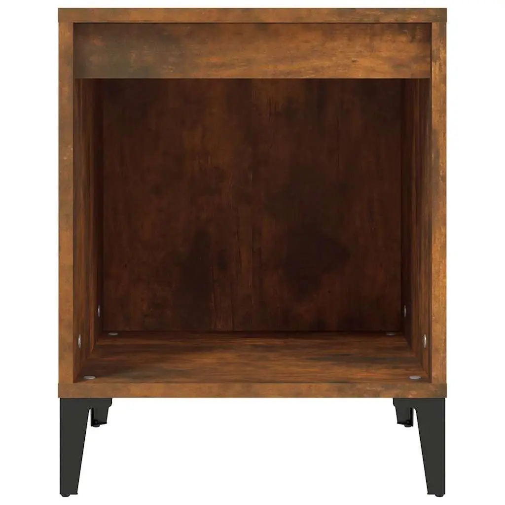 Bedside Cabinets 2 Piece Brown Smoked Oak Engineered Wood Bedroom Storage Tables