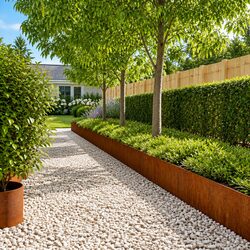 Corten Steel Lawn Edging Borders Set of 10 – 25x103 cm