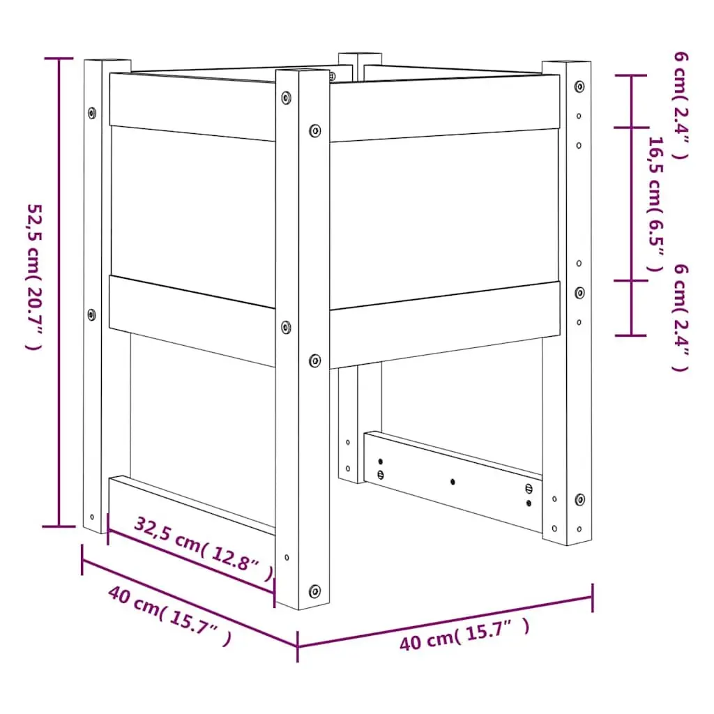 Solid Pine Wood Planter Box 40 x 40 x 52.5 cm