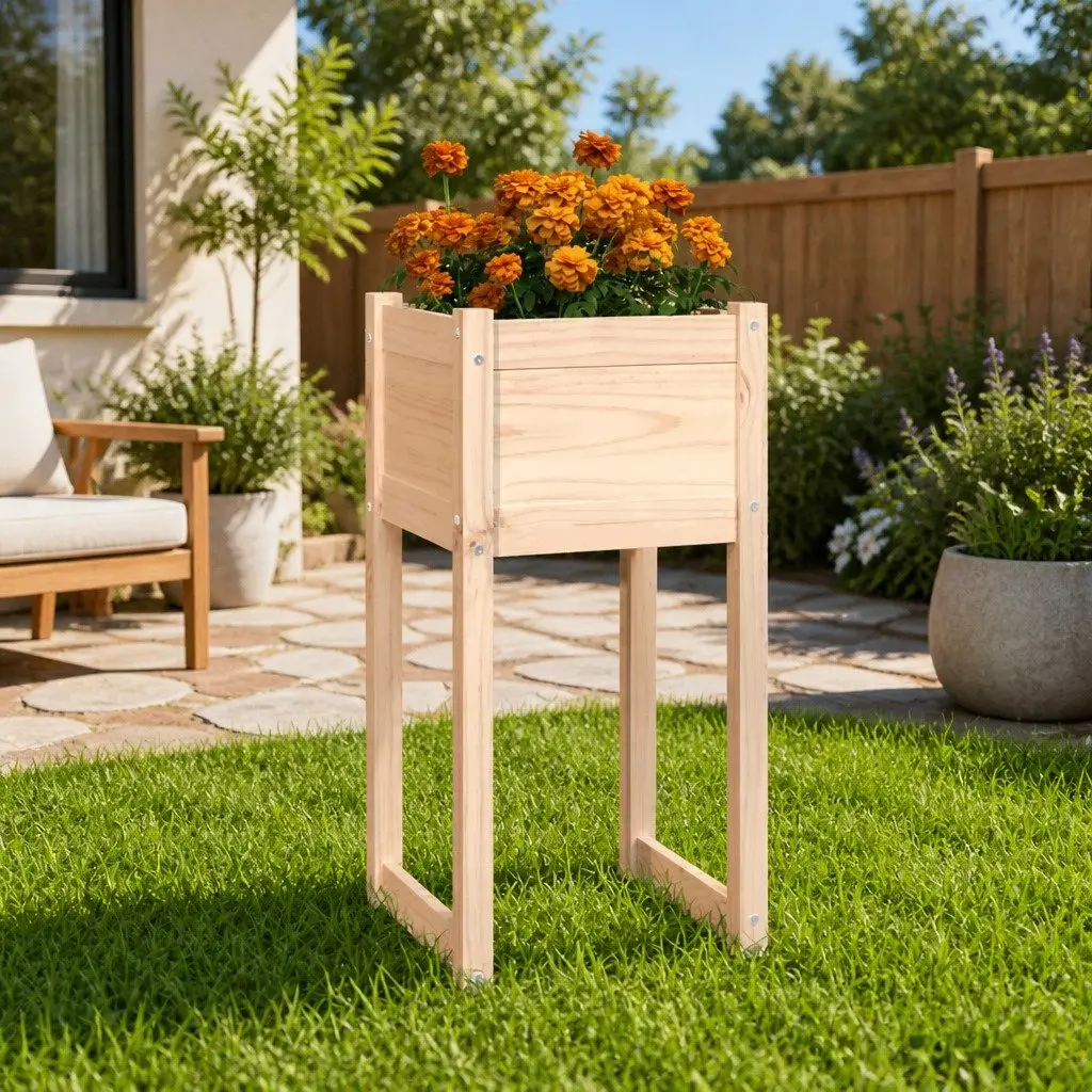 Wooden Planter Box Outdoor Garden Flower Pot 40x40x81 cm