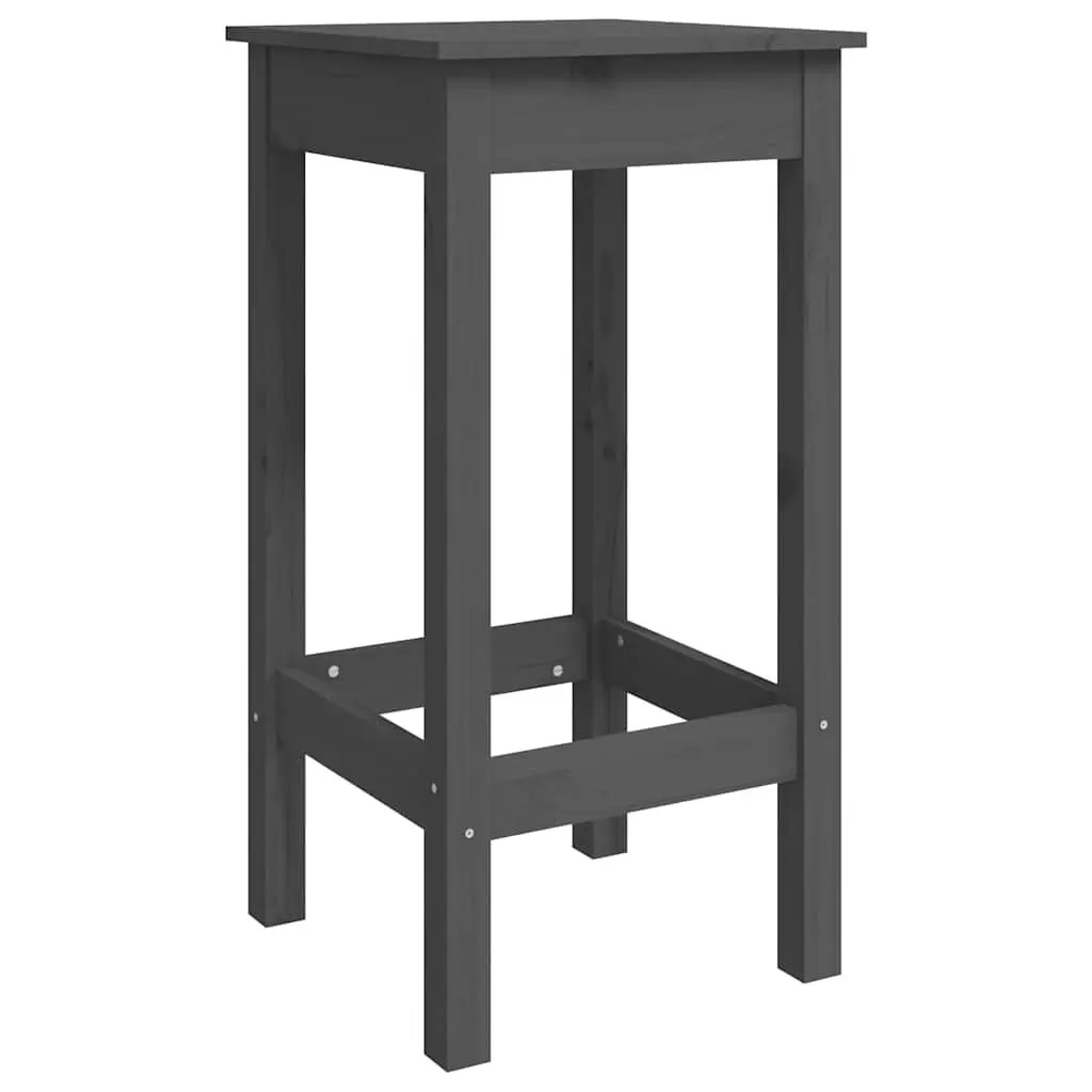 Bar Chairs Kitchen Dining Room 2 pcs Grey Backless Solid Pine Wood