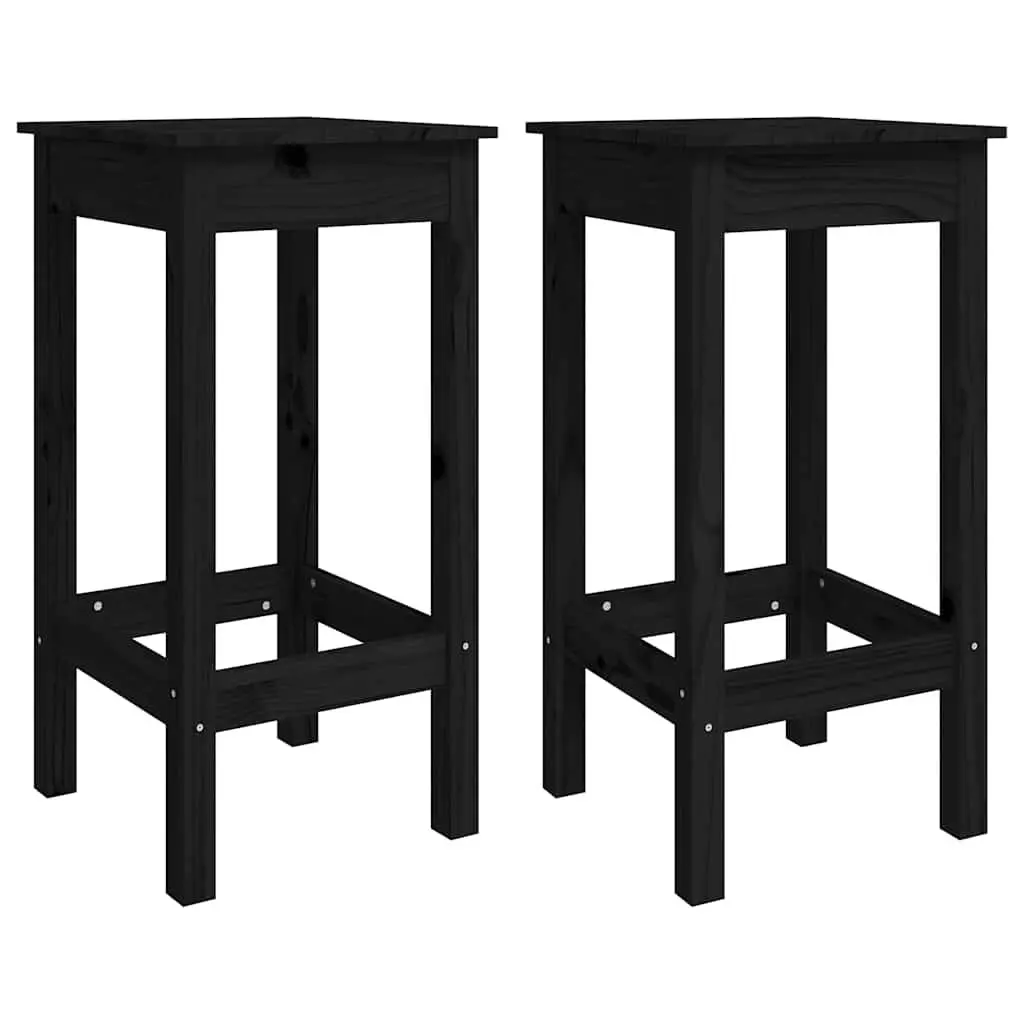 Bar Stools 2 pcs Black 40x40x78 cm No Backrest Kitchen Dining Room Chairs