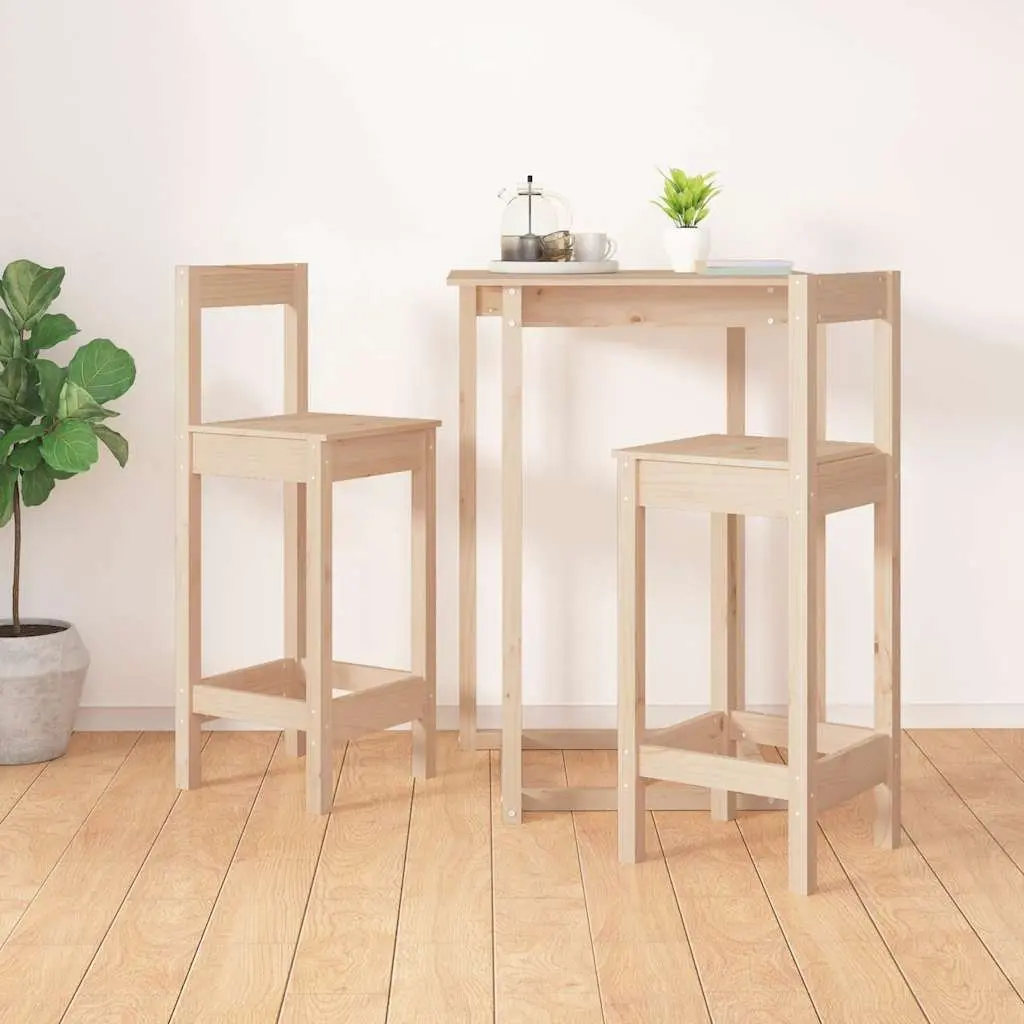 Bar Stools Kitchen Dining Room 2 pcs Solid Wood Pine Brown Rustic