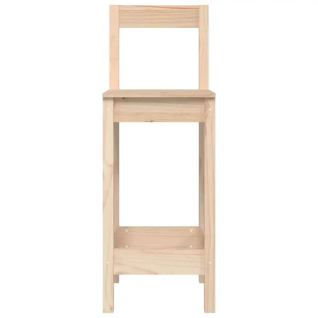 Bar Stools Kitchen Dining Room 2 pcs Solid Wood Pine Brown Rustic