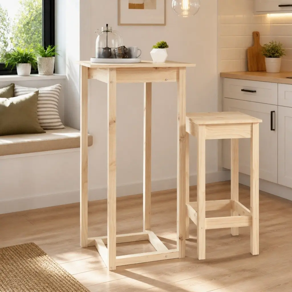 Bar Table 60x60x110 cm Kitchen Dining Wood High Top Counter Furniture Brown