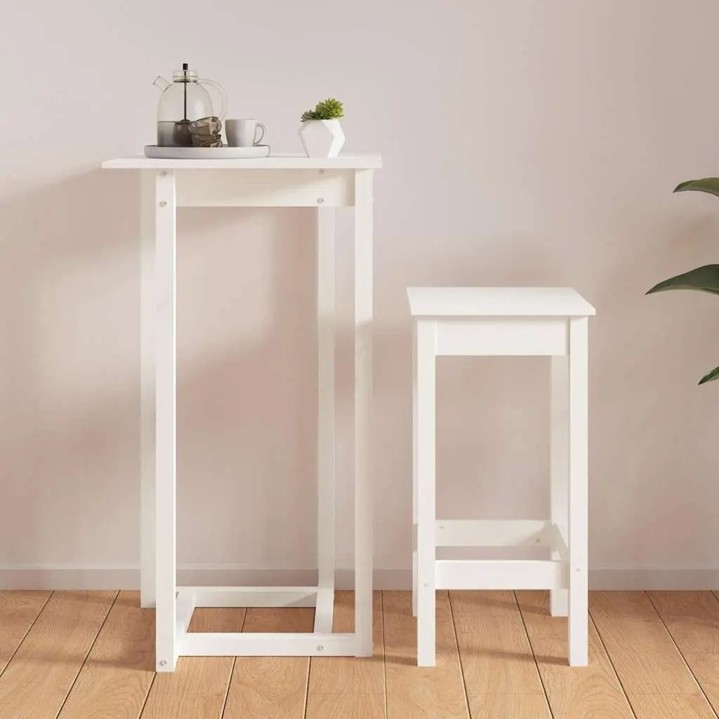 Solid Wood Bar Table White 60x60x110 cm High Top Dining Kitchen Furniture