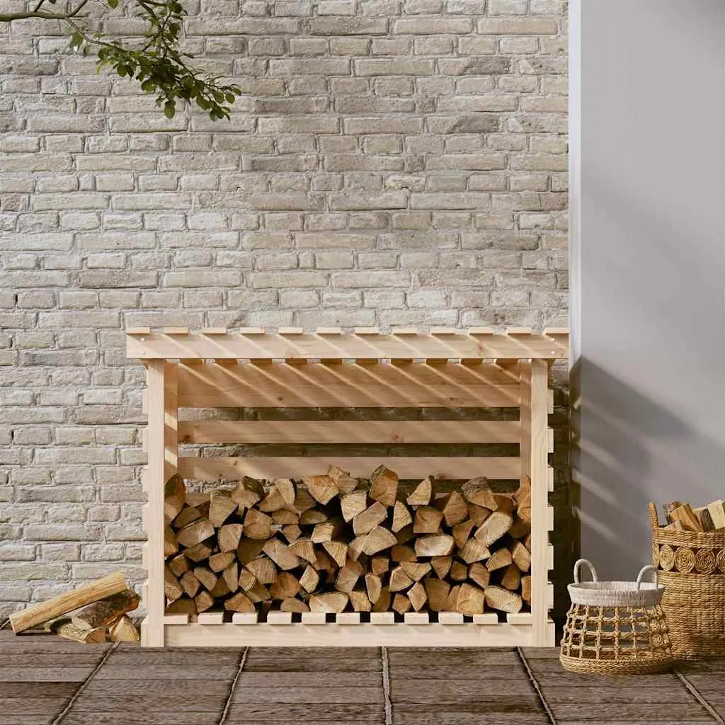 Firewood Rack Log Storage Holder Solid Wood Pine Natural 108x73x79cm