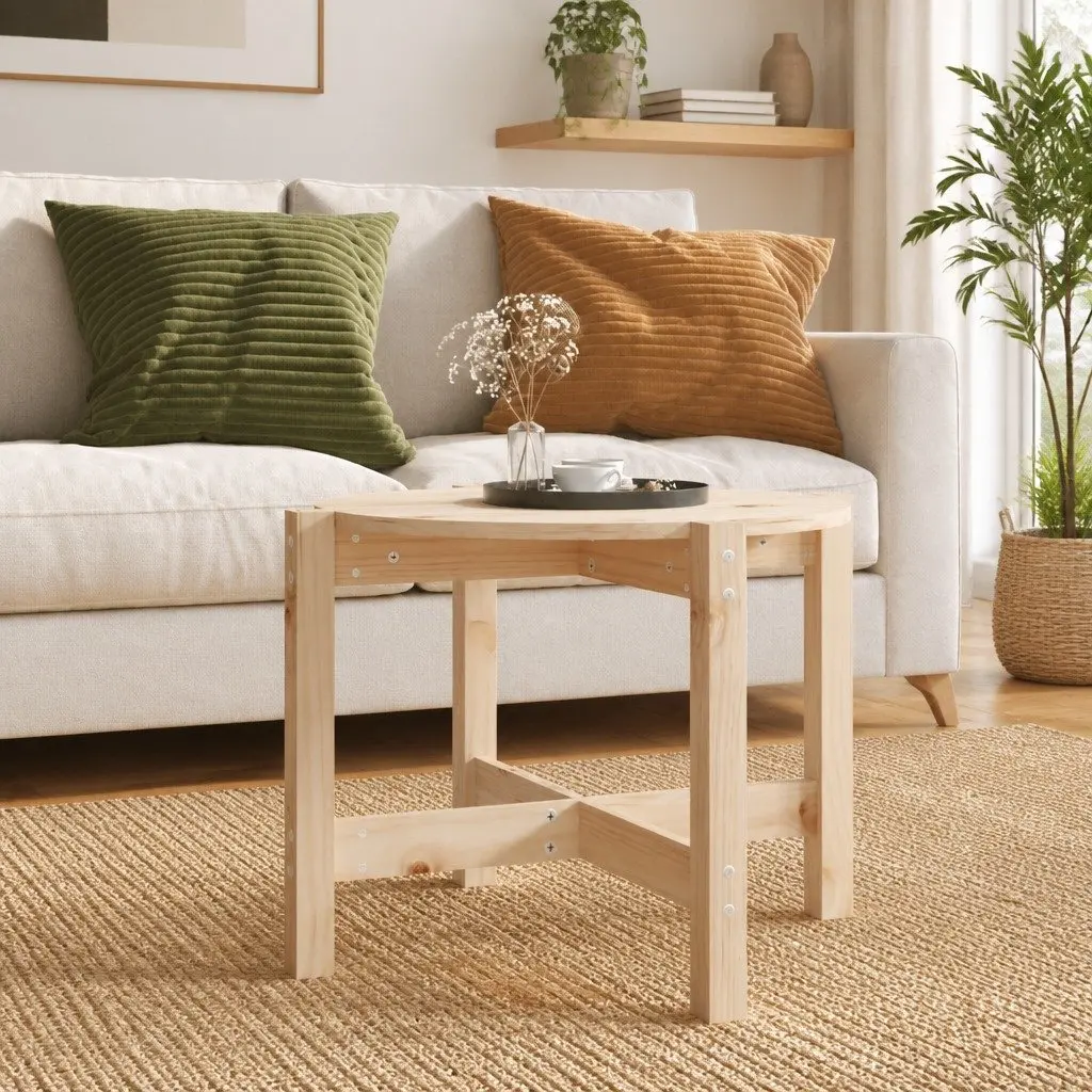 Round Coffee Table in Solid Pine Wood