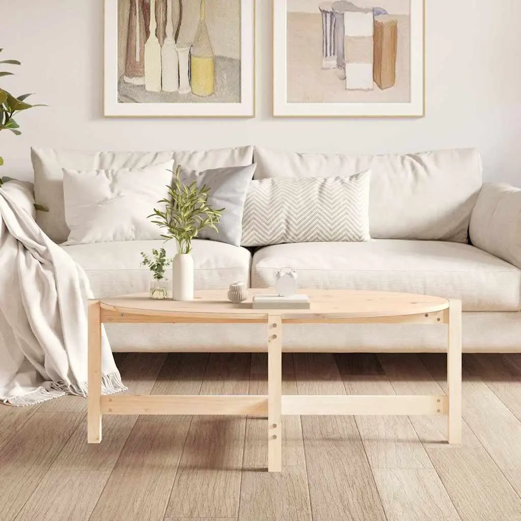 Coffee Table Solid Pine Wood Brown Living Room Furniture Accent Side Table