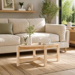 Dimensions of Solid Wood Coffee Table 87x48x35 cm in Brown