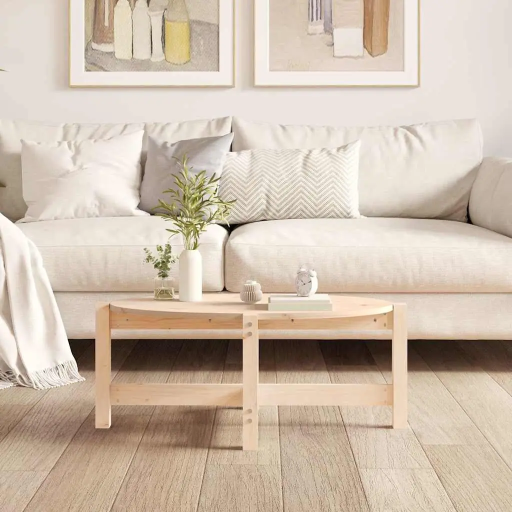 Solid Wood Pine Coffee Table 87x48x35 cm Brown Living Room Accent Furniture