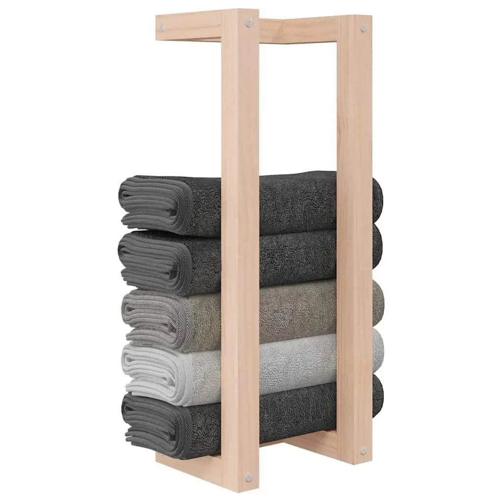 Towel Rack Wall Mounted 23x18x60 cm Solid Pine Wood Bathroom Storage Shelf