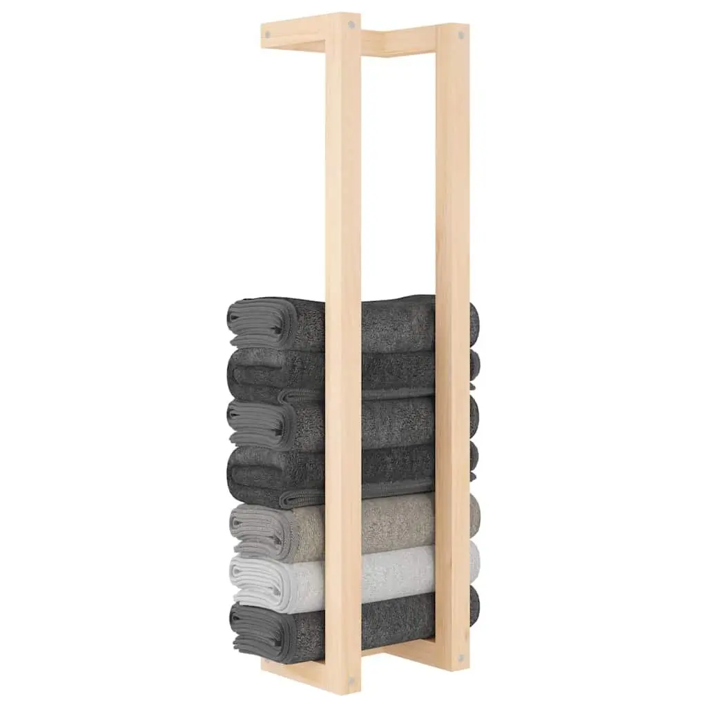 Towel Rack Wall-Mounted Bathroom Storage Shelf Solid Wood Pine Brown 23x18x90cm