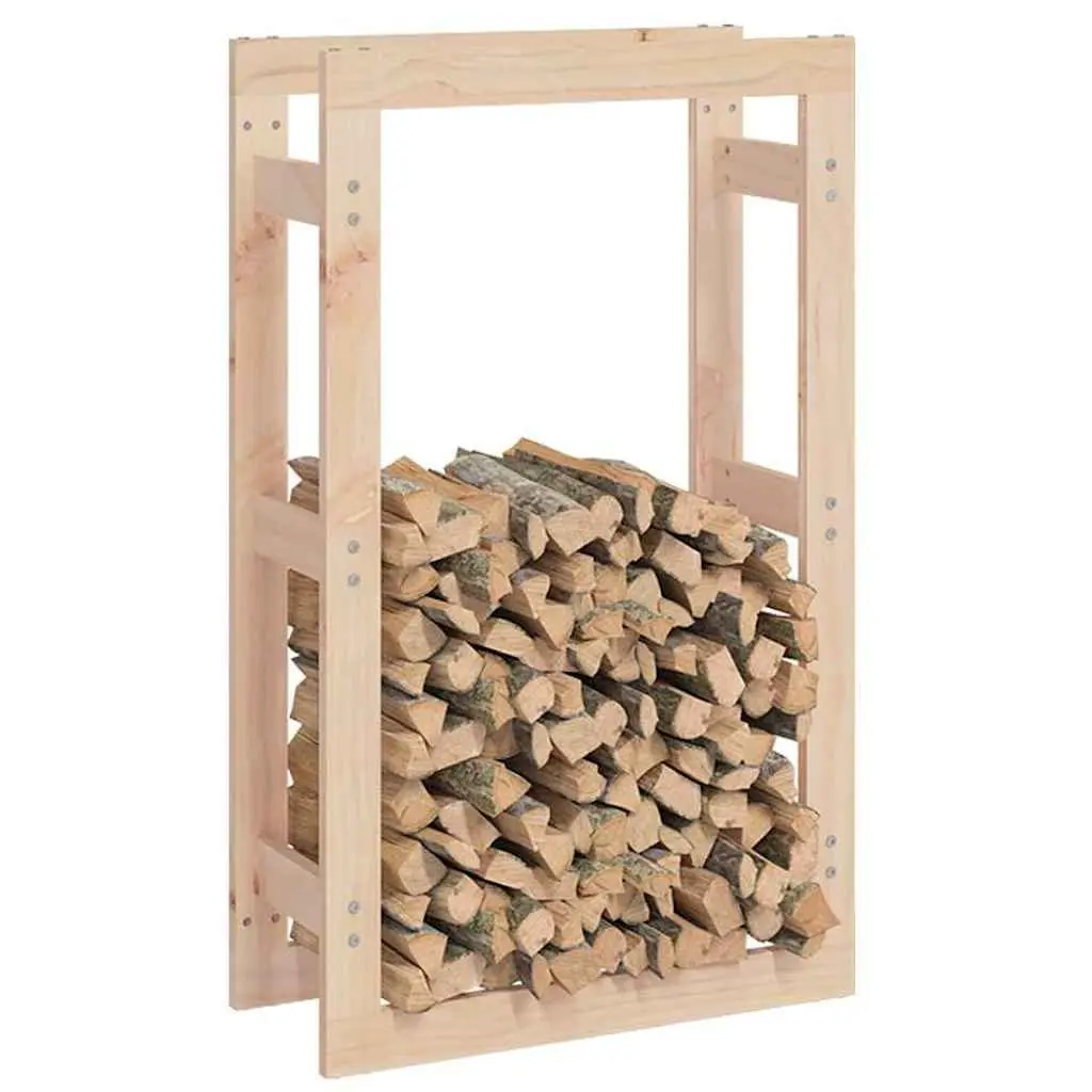 Firewood Rack 60x25x100cm Solid Pine Wood Log Holder Storage Stand Fireplace