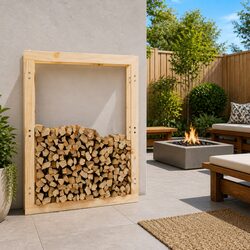 Firewood Storage Rack Specifications: Pine Wood, 80x25x100 cm