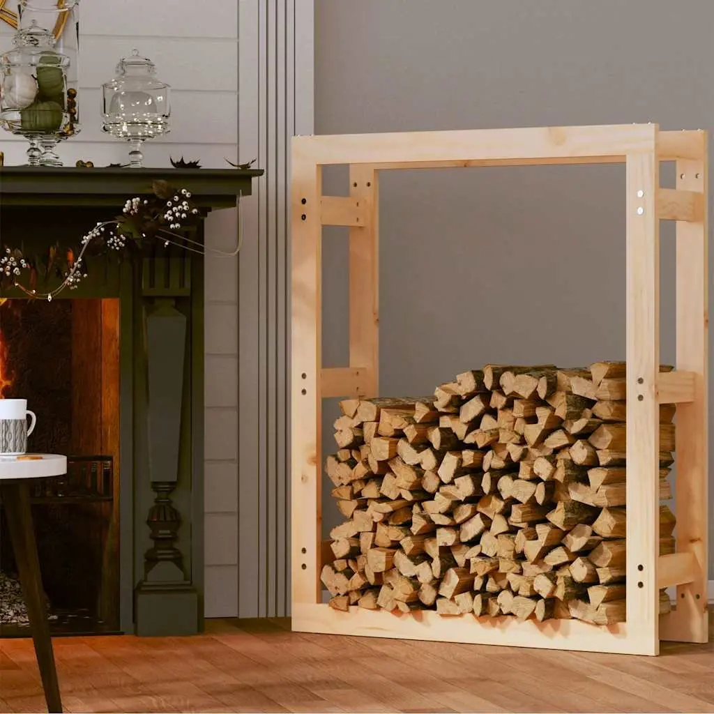 Firewood Rack Solid Wood Pine Log Storage 80x25x100 cm Fireplace Wood Holder