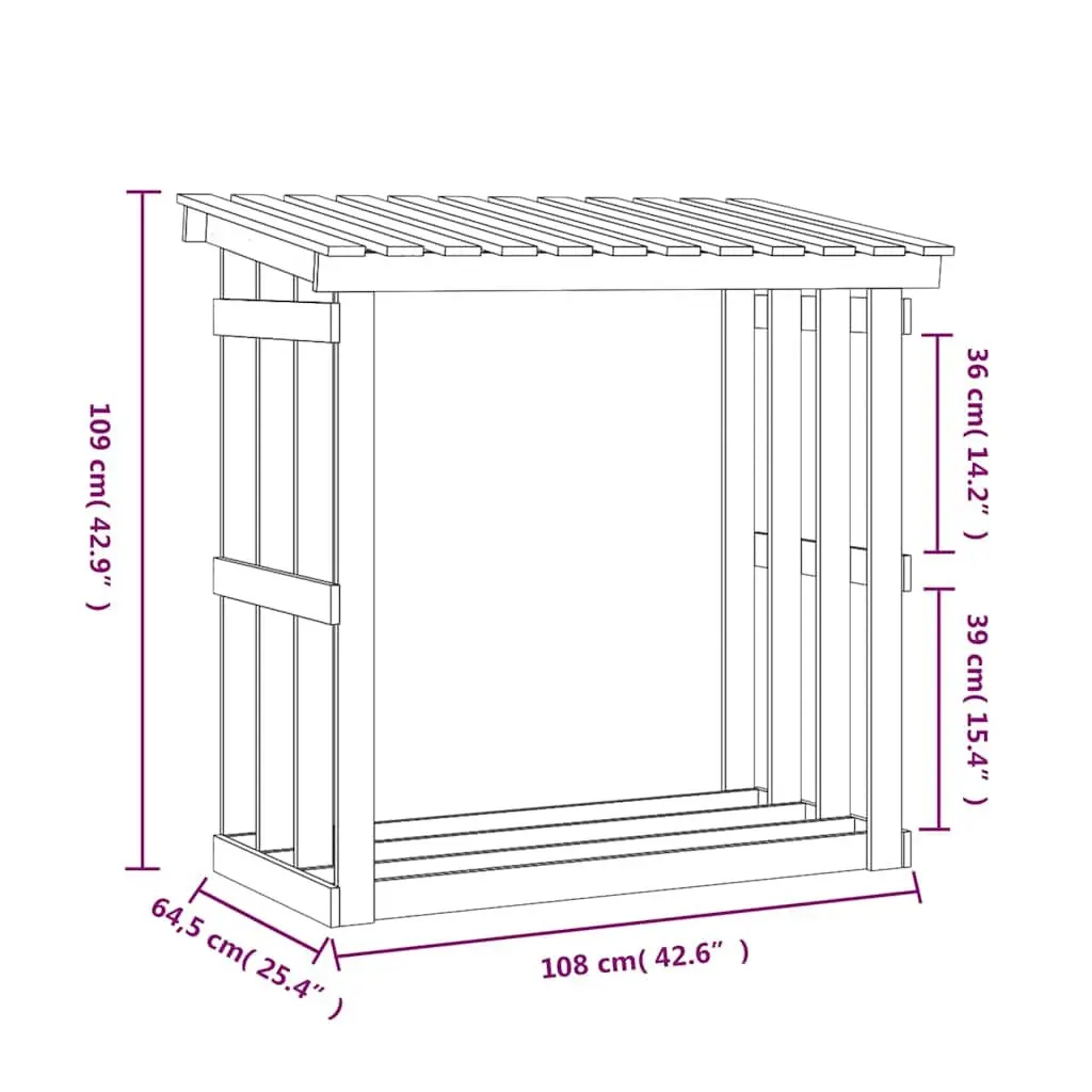 Firewood Rack Log Storage Holder Solid Pine Wood Fireplace Accessory