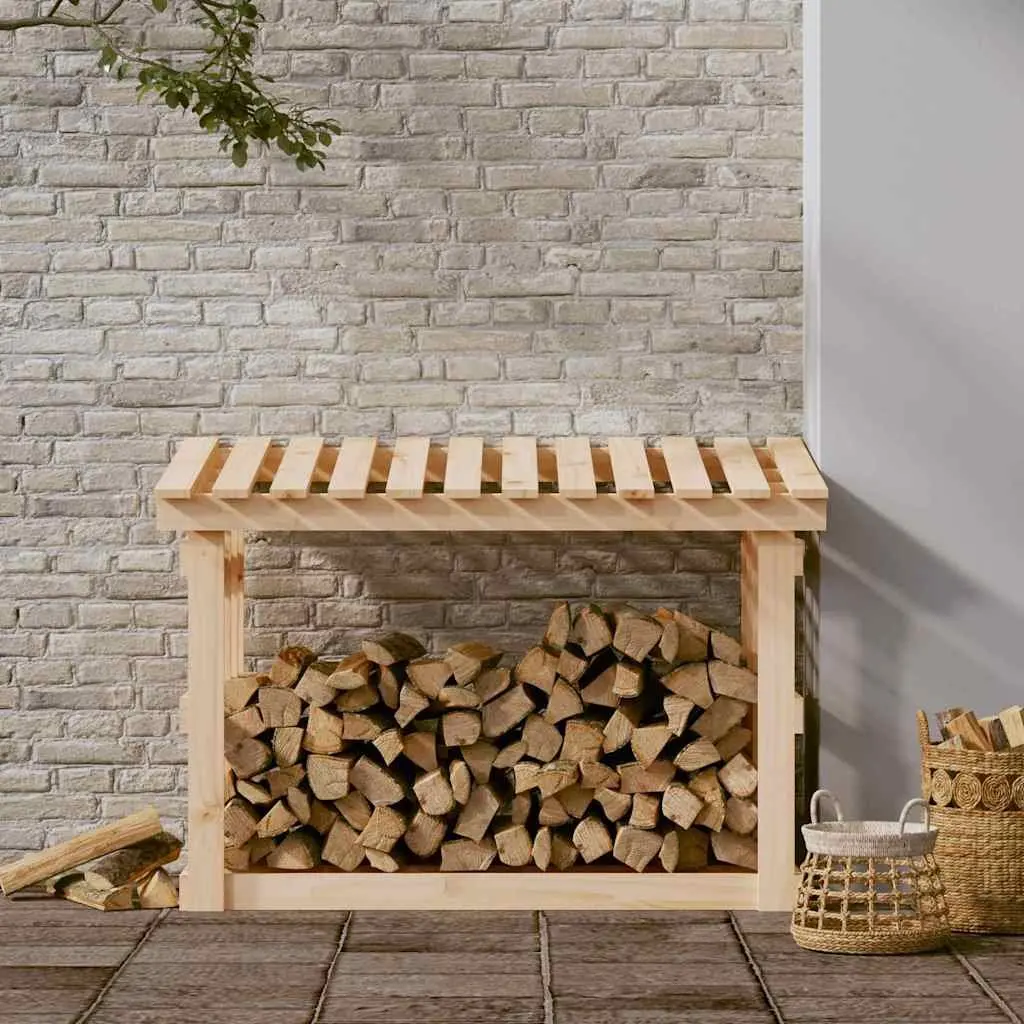Firewood Rack Log Storage Solid Pine Wood Natural 108x64.5x77cm Holder