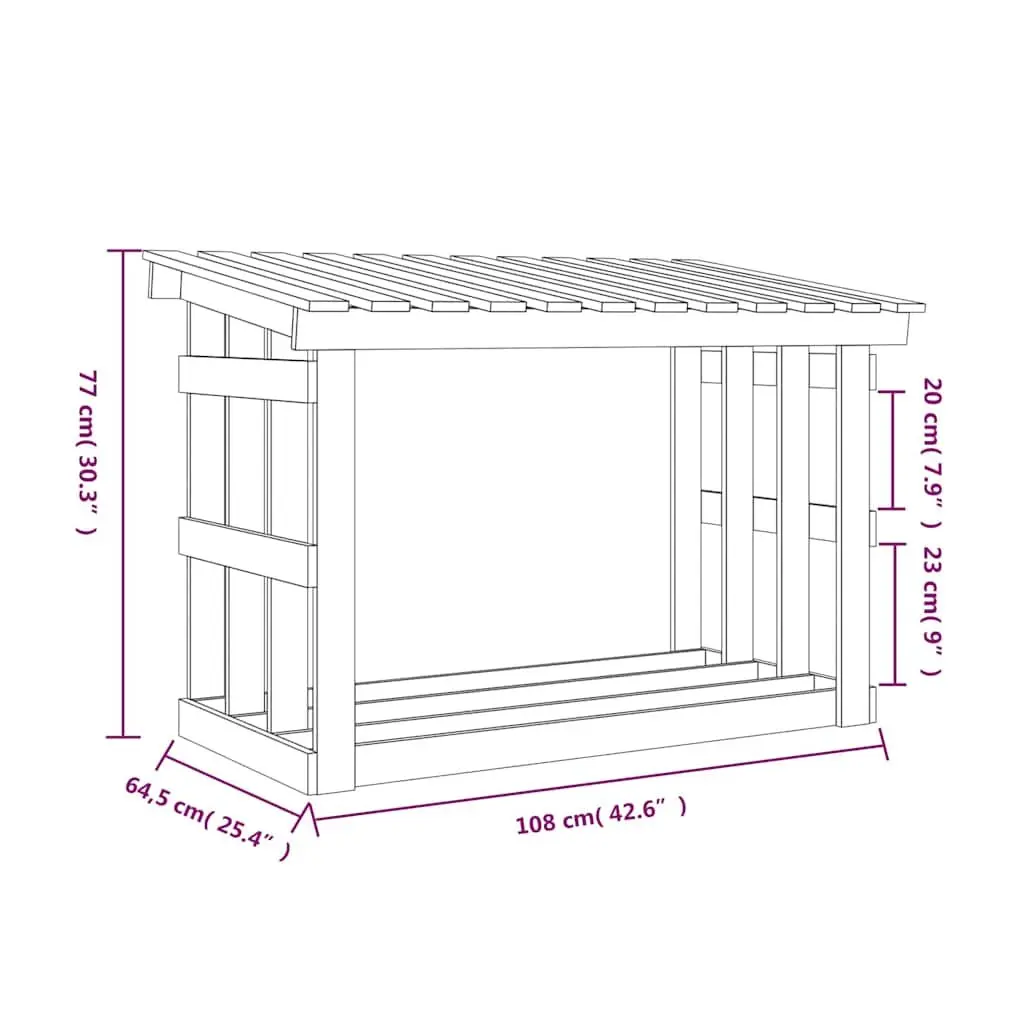 Firewood Rack Log Storage Solid Pine Wood Natural 108x64.5x77cm Holder