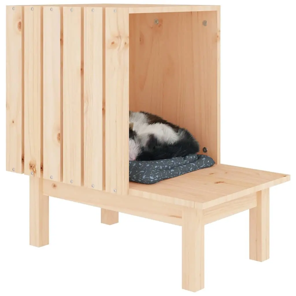Cat House for Indoor Use 60x36x60 cm Solid Pine Wood Shelter Rest Sleep Bed Enclosure