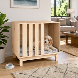 Pine Wood Dog House: 70x50x62 cm, Brown, Indoor/Outdoor