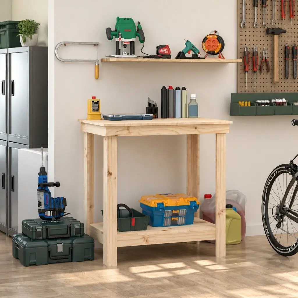 Solid Pine Work Bench 80x50x80 cm