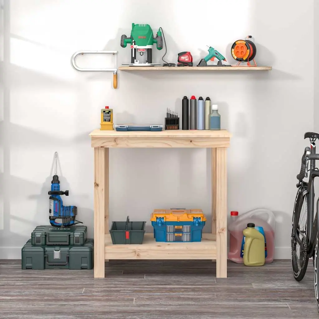 Solid Pine Work Bench 80x50x80 cm