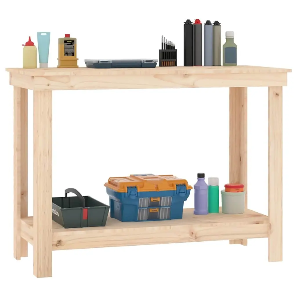 Work Bench Solid Pine Wood Storage Table Garage Workshop Tool Organiser