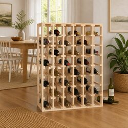Wine Rack Specifications: Solid Pine 70x33x94 cm, 48 Bottles