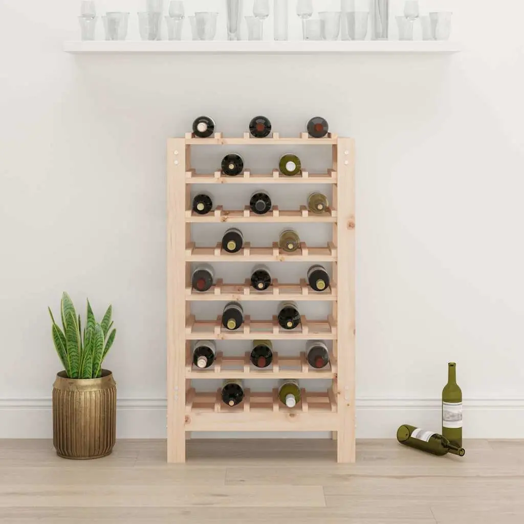 Wooden Wine Rack 61.5x30x107.5 cm Pine Bottle Storage Display Stand Brown