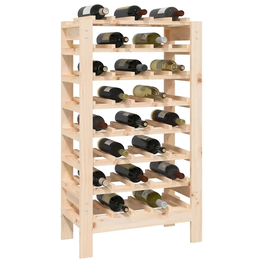 Wooden Wine Rack 61.5x30x107.5 cm Pine Bottle Storage Display Stand Brown
