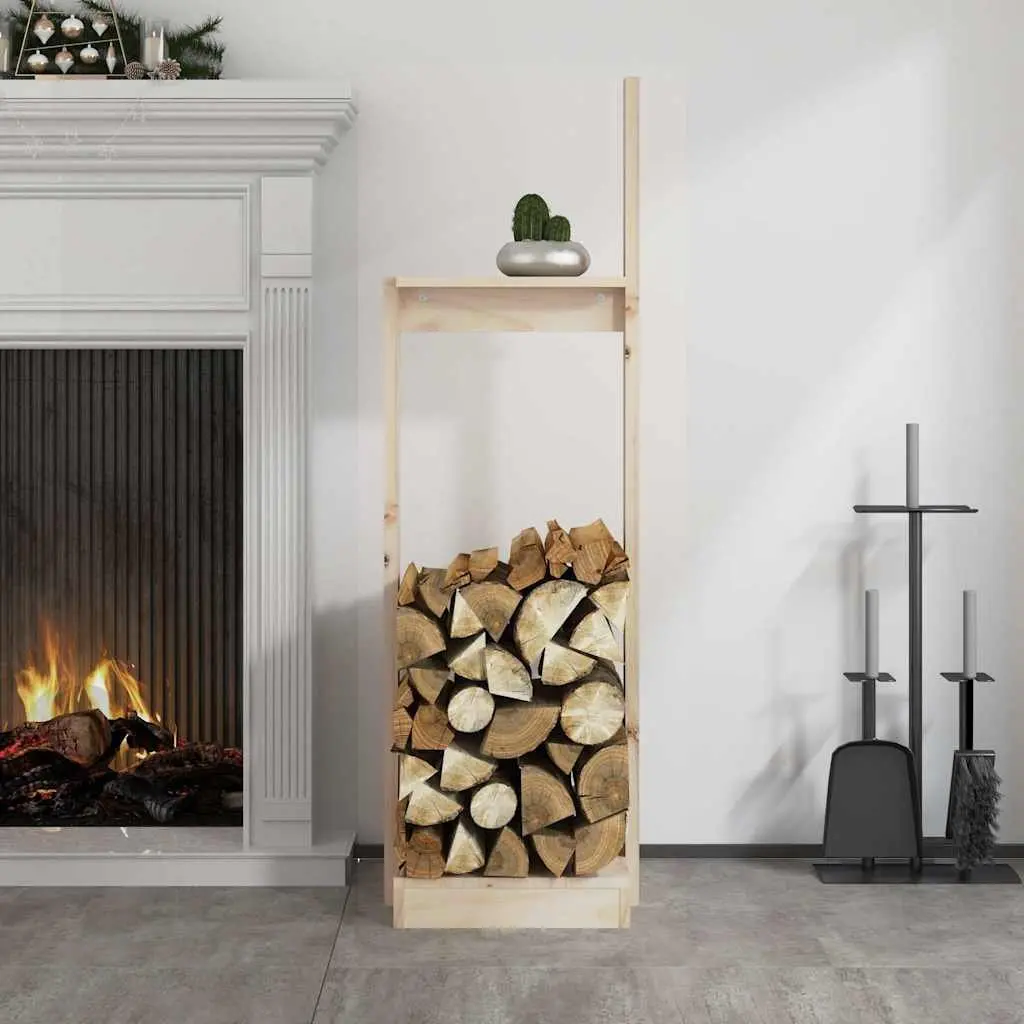 Indoor Firewood Rack Wooden Log Holder 33.5x30x110cm Brown Pine Wood Storage Stand