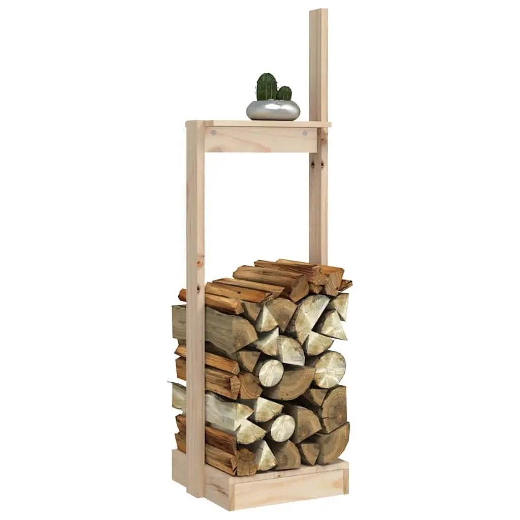 Indoor Firewood Rack Wooden Log Holder 33.5x30x110cm Brown Pine Wood Storage Stand