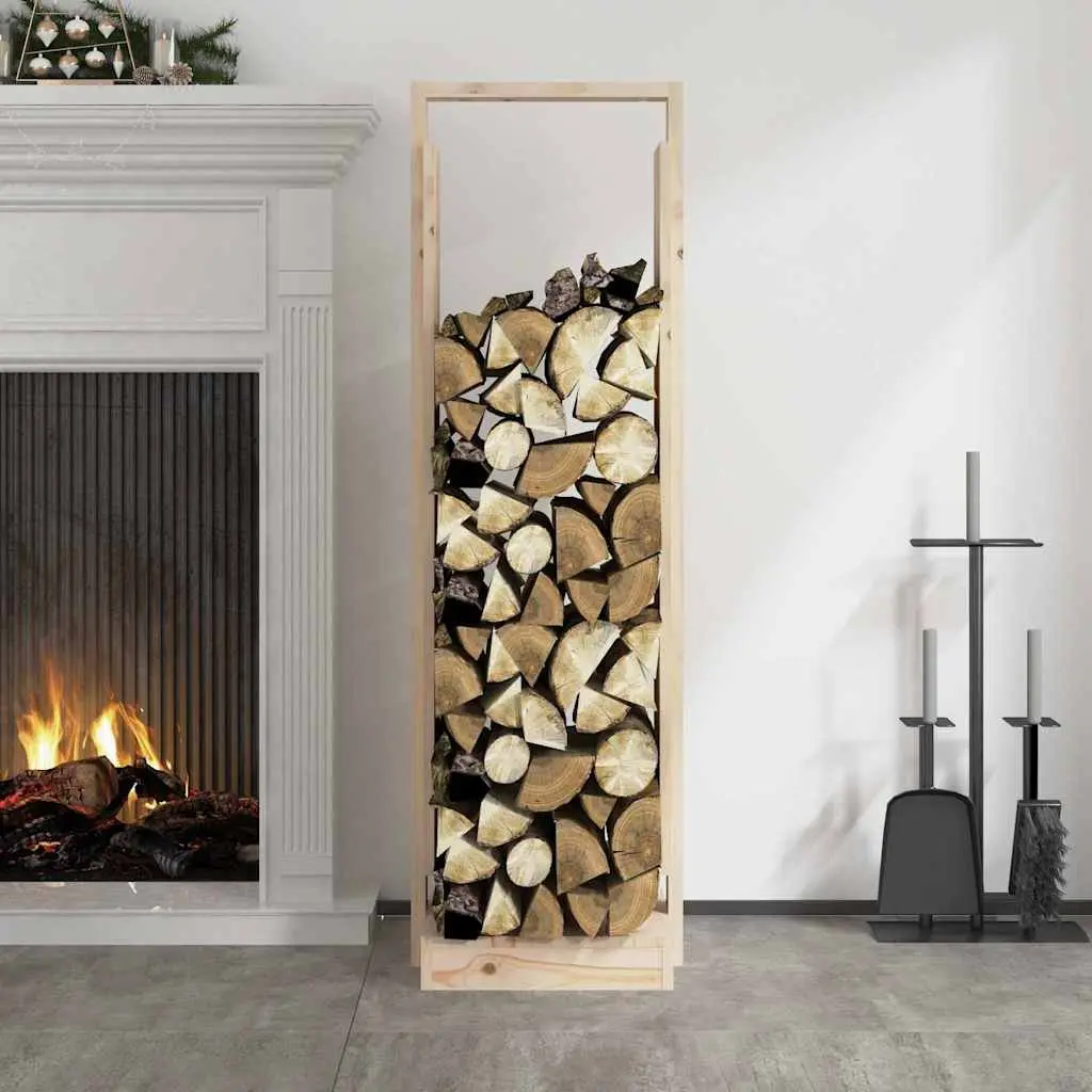Log Holder Solid Pine Wood Fireplace Storage Rack Indoor Firewood Stand