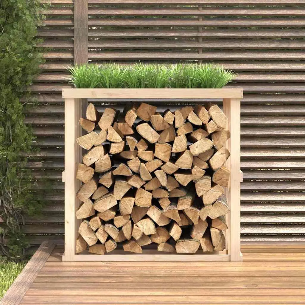 Log Holder Outdoor Use Solid Pine Wood Size 108 x 52 x 106 cm