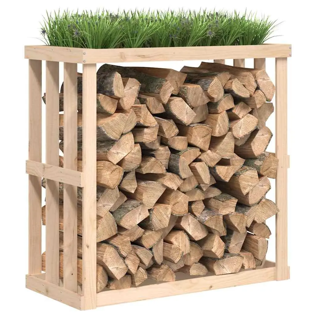 Log Holder Outdoor Use Solid Pine Wood Size 108 x 52 x 106 cm