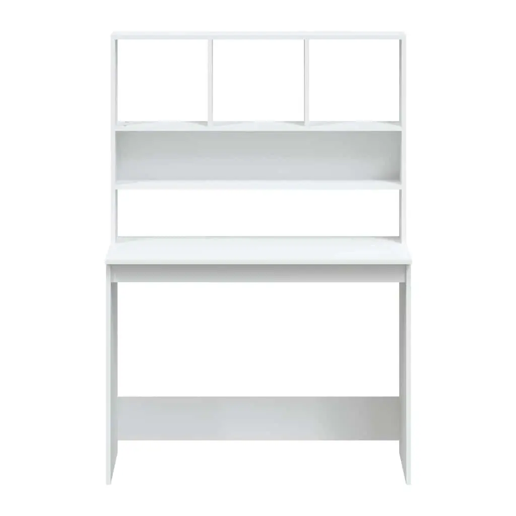 White Desk with Shelves for Office Study Space 102x45x148cm