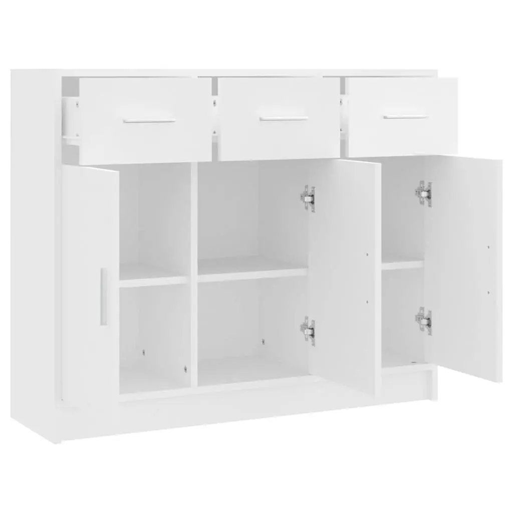 White Sideboard Storage Unit Engineered Wood Home Display 91x28x75cm