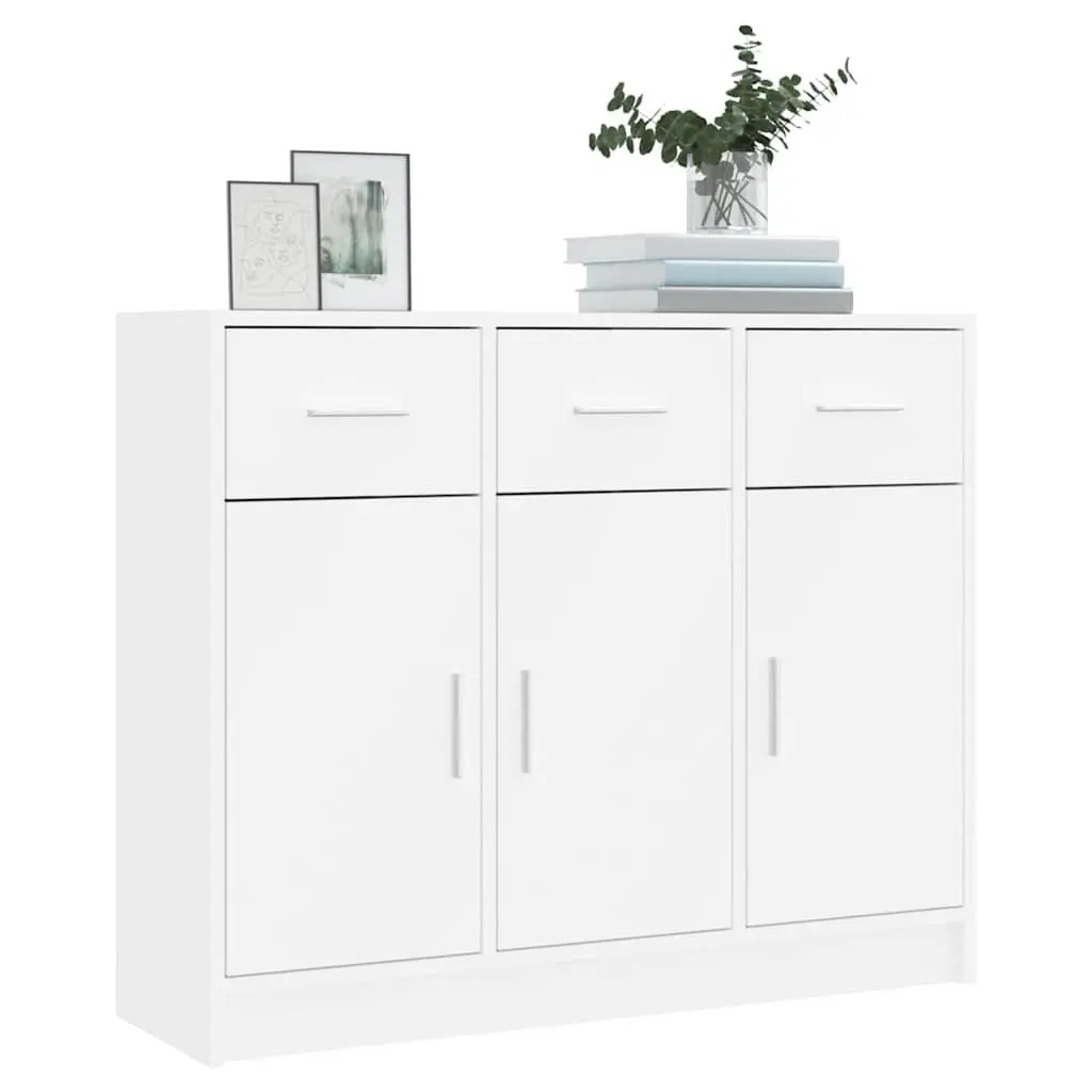 White Sideboard Storage Unit Engineered Wood Home Display 91x28x75cm