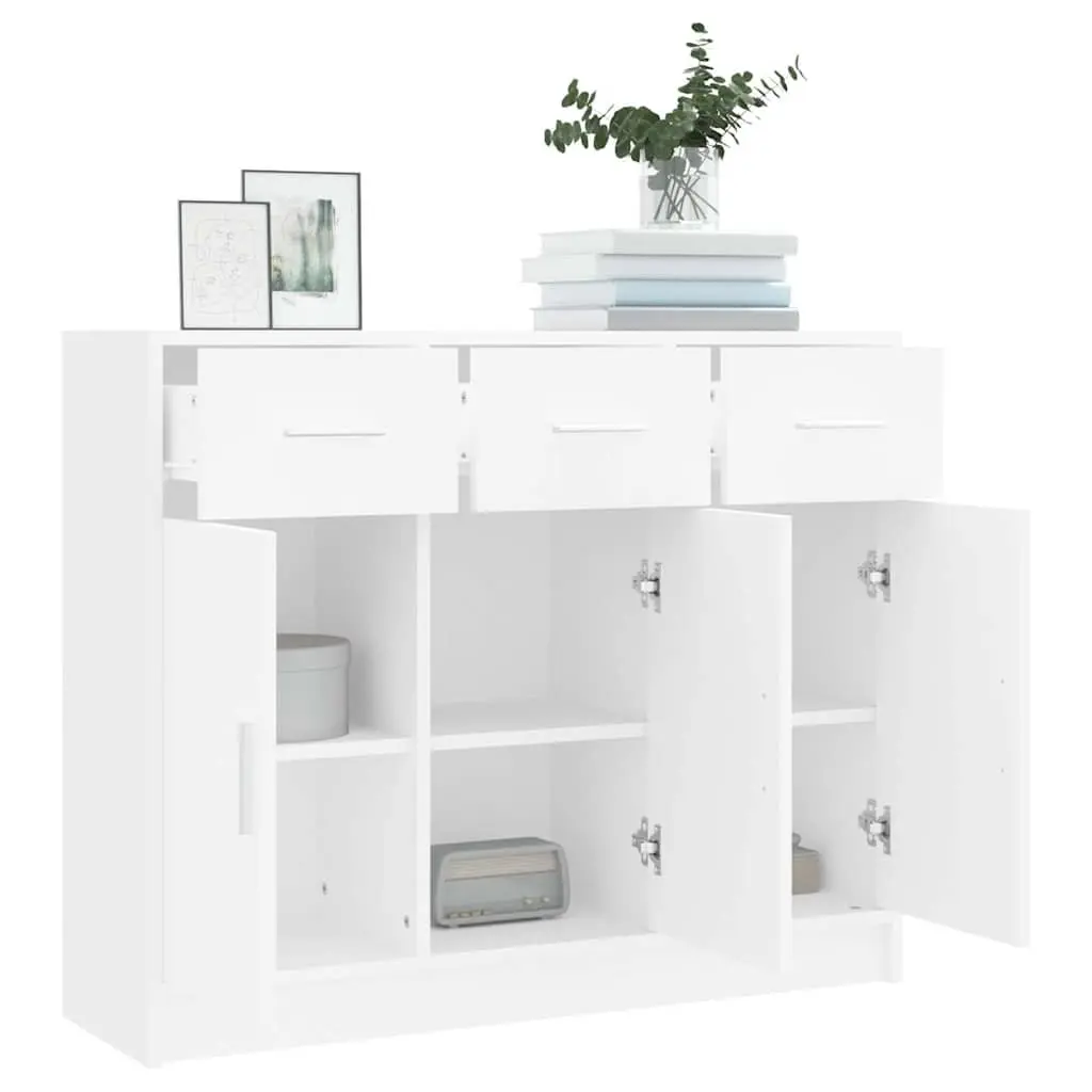 White Sideboard Storage Unit Engineered Wood Home Display 91x28x75cm