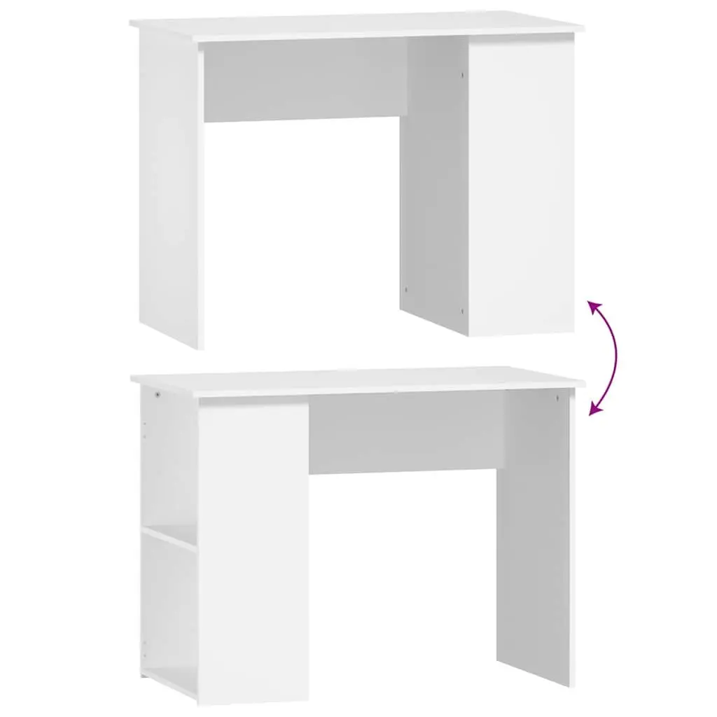 White Office Desk 100x55x75cm Computer Workstation with Storage Shelves