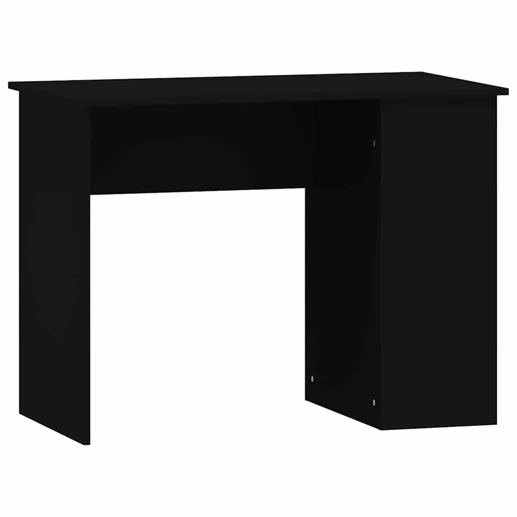 Black Office Desk for Study or Working Area with 2 Storage Compartments 100 x 55 x 75 cm