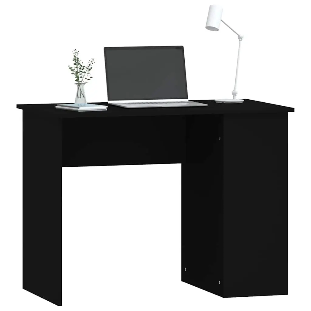 Black Office Desk for Study or Working Area with 2 Storage Compartments 100 x 55 x 75 cm