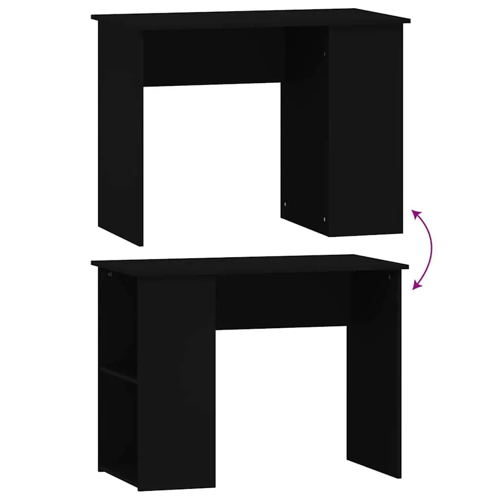 Black Office Desk for Study or Working Area with 2 Storage Compartments 100 x 55 x 75 cm