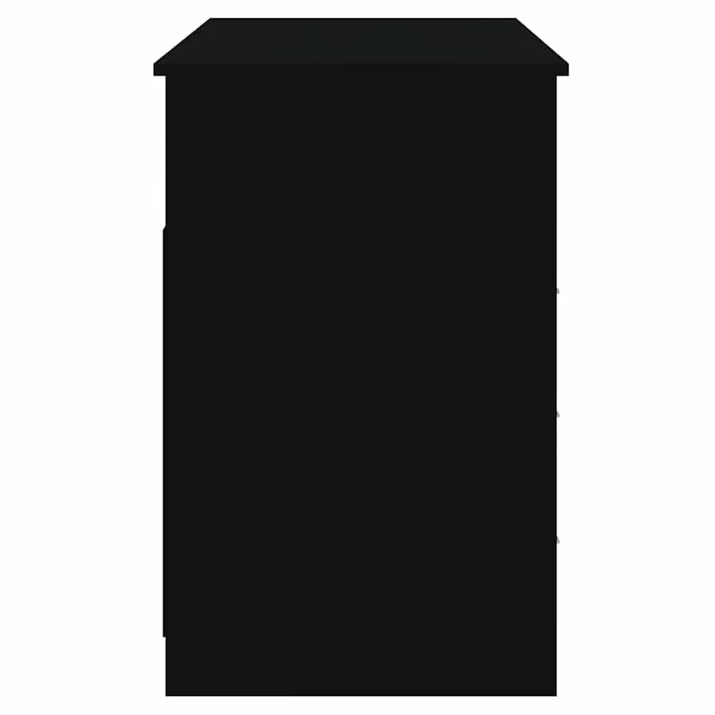 Office Desk with 3 Drawers Open Compartment Black Engineered Wood Study